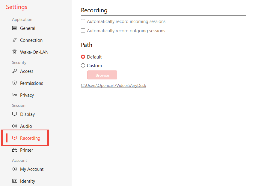 ضبط جلسه anydesk