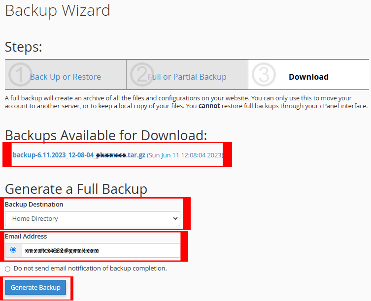 دانلود بک آپ سایت